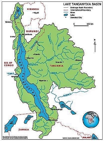 Map lake tanganyika basin